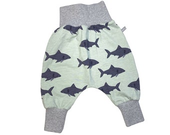 Baby Pump Broek *Shark Mint* Biologische Jersey Baby broek