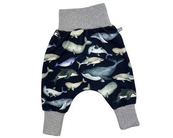 Baby Bloomers *Whales dark blue* Jersey Baby Pants Boy Girl
