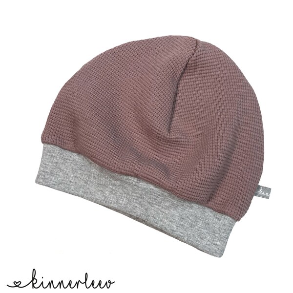 Beanie Mütze *Waffeljersey mauve* Baby Kinder Mädchen