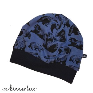 Beanie Mütze *blau Bären*  Baby Kinder Kuschelsweat