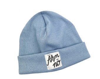 Beanie Mütze *hellblau Rib Ähm nö* Hipster Baby Kinder Mädchen Junge