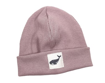 Beanie hat *old pink rib whale* hipster baby kids girls