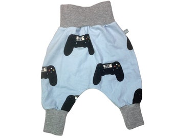 Baby Pumphose *Gamer/ Controller hellblau* Babyhose Organic Jersey