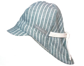 Summer hat *mint linen striped* sun hat baby, children