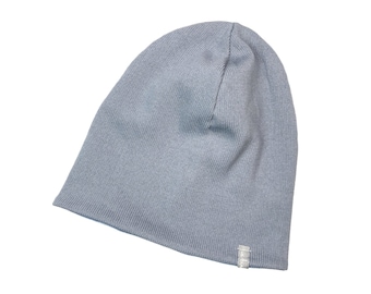 Slouch-Beanie *Strick rauchblau* Baby Kinder Jersey