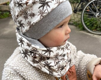Loop Scarf *Dinosaur white* Baby Children Summer Sweat Jersey Scarf Boy Girl