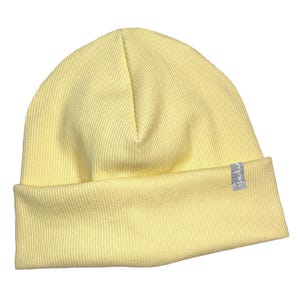 Beanie Mütze *hellgelb Rib Jersey* Hipster Baby Kinder Mädchen Junge