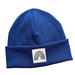 Beanie Mütze *knallblau Rib Regenbogen* Hipster Baby Kinder Mädchen Junge