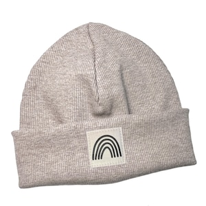 Beanie Mütze *beige-meliert Rib Regenbogen* Hipster Baby Kinder Mädchen Junge