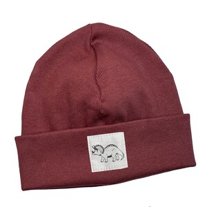 Beanie Hat *rust red ribbed dinosaur* Hipster Baby Kids Girls Boys