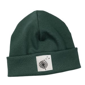 Muts *middernachtgroen Ribbels met paardenbloemmotief* Hipster Baby Kinderen Meisjes Jongens