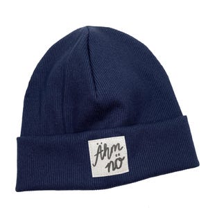 Berretto *blu scuro a coste Um no* Hipster Neonato Bambini Ragazze Ragazzi