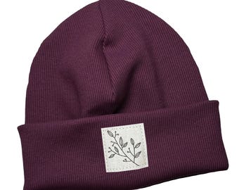 Beanie Hat *dark berry rib branch* Hipster Baby Children Girls Boys