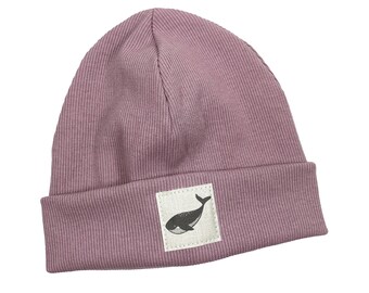 Beanie Beanie *mauve Rib Whale* Hipster Baby Children Girl Boy