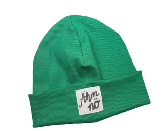 Beanie hat *bright green rib um nope* hipster baby kids girl boy