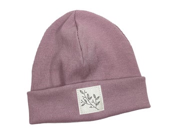 Beanie hat *mauve rib branch* hipster baby kids girls