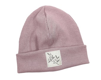 Beanie hat *old pink rib branch* hipster baby kids girls