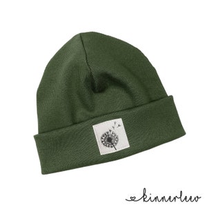 Beanie Mütze *tannengrün Rib Pusteblume* Hipster Baby Kinder Mädchen Junge