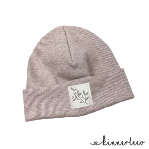 Beanie Mütze *beige-meliert Rib Zweig* Hipster Baby Kinder Mädchen Junge