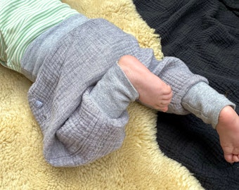Baby Sommerhose *Musselin grau-meliert* Pumphose, Babyhose