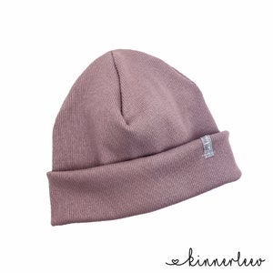 Beanie hat mauve rib branch hipster baby kids girls OHNE Patch (Logo)