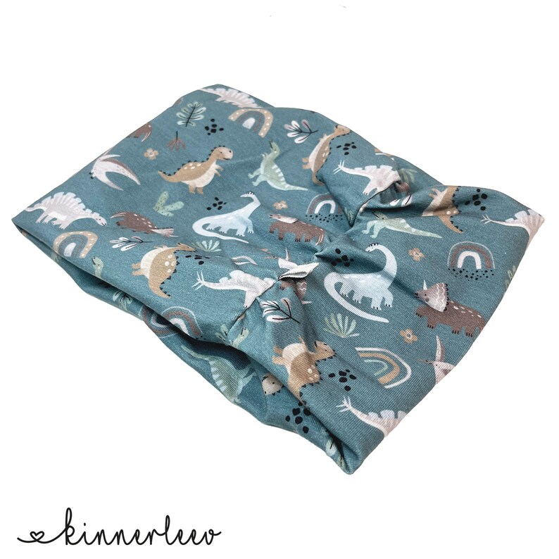 Loop Scarf Dinosaur dark sage Baby Children Jersey Scarf Boy Girl image 3