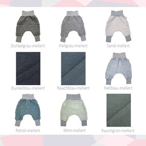 Baby pants Muslin dark grey-mottled bloomers, summer pants boy girl image 9