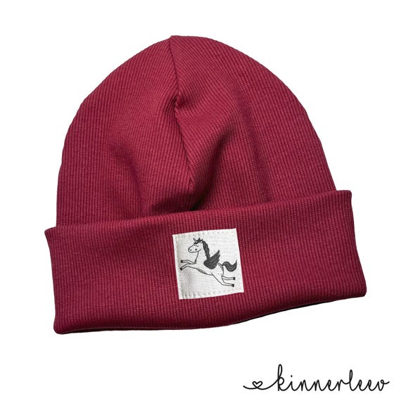 Beanie Hat *red Rib Unicorn* Hipster Baby Kids Girls Boys  display picture 1