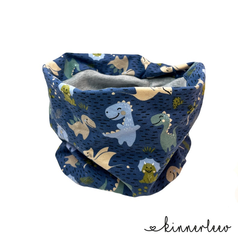 Loop Scarf Dinosaur dark sage Baby Children Jersey Scarf Boy Girl blau Dinosaurier