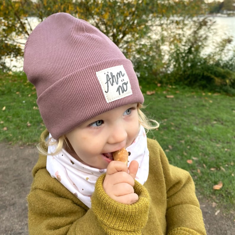 Beanie hat mauve rib branch hipster baby kids girls Ähm nö