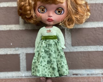 Blythe type doll. Artistic doll with custom work