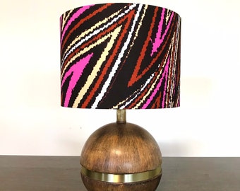 African print drum lampshade, cylindrical lampshade, tribal print lampshade, boho home decor, bedside lamp, handmade lampshade