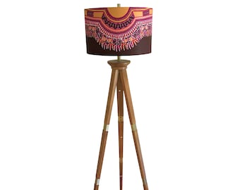 Large African print drum lampshade, cylindrical lampshade, Dashiki print lampshade, boho home decor, bedside lamp, handmade lampshade