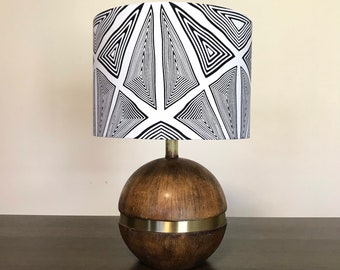 African print drum lampshade, cylindrical lampshade, geometric print lampshade, boho home decor, bedside lamp, handmade