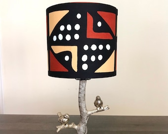 African print drum lampshade, cylindrical lampshade, patterned lampshade, small lampshade, boho home decor, bedside lamp, handmade