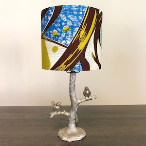African print drum lampshade, cylindrical lampshade, patterned lampshade, small lampshade, boho home decor, bedside lamp, handmade