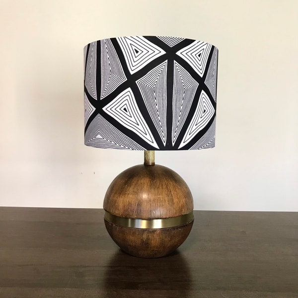 African print drum lampshade, cylindrical lampshade, geometric print lampshade, Accent lampshade, boho home decor, bedside lamp, handmade