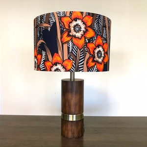 Large African print drum lampshade, Floral lampshade, boho home decor, bedside lamp, mudcloth print