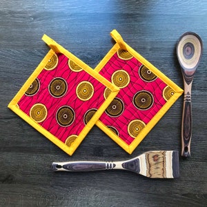 African pot holder, African hot pads, quilted potholder, colorful pot holder, boho pot holder, square pot holders, large pot holder