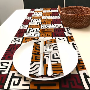 African print table runner, Ankara table runner, housewarming gift, kuba print , table linen, lined table runner, long table runner