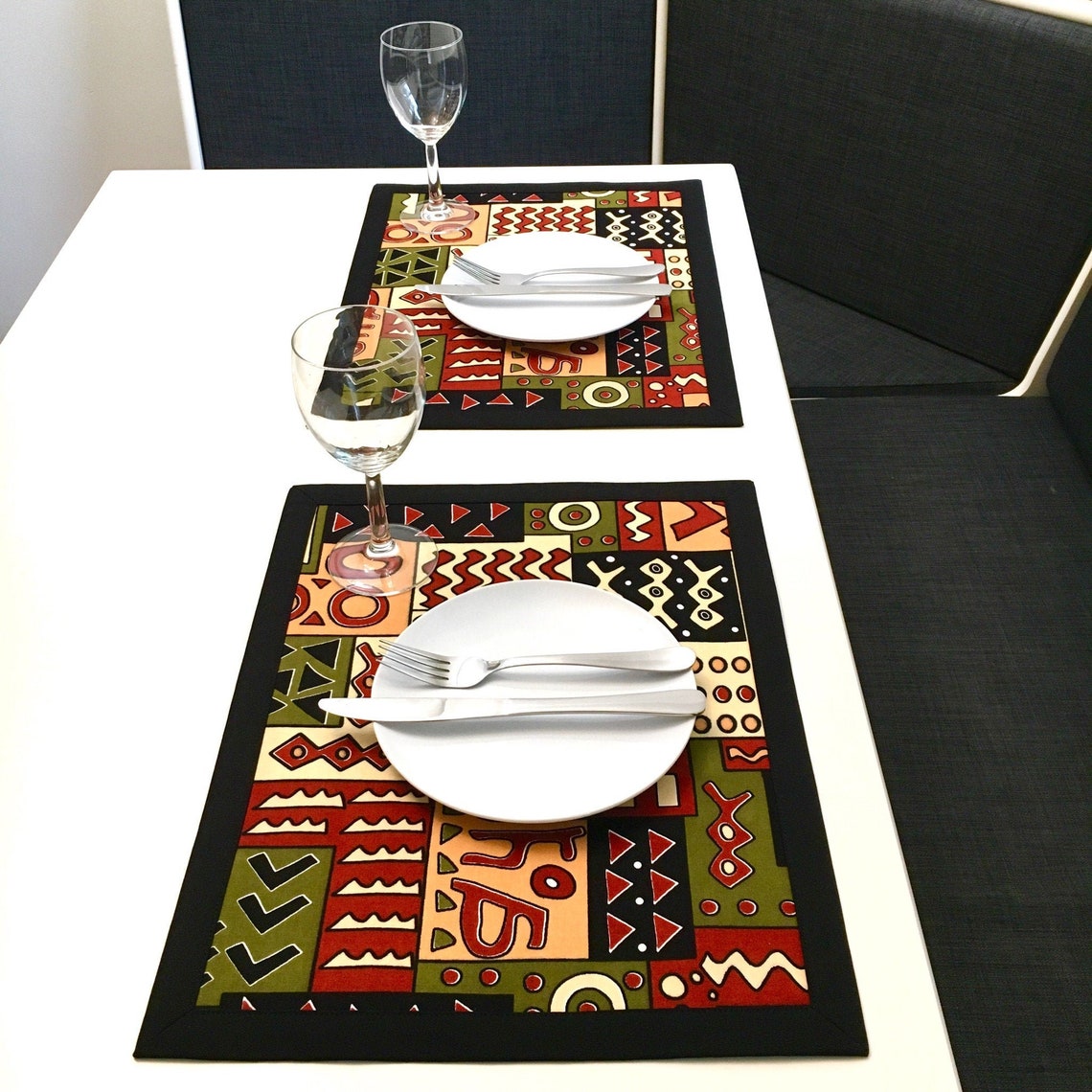 African print placemat table linen Ankara placemat border Etsy