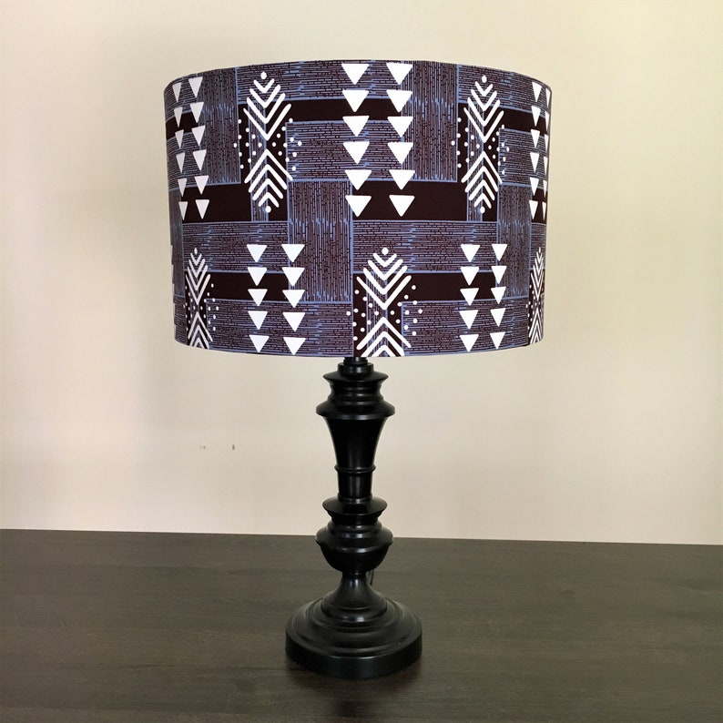 handmade lampshade handmade boho home decor cylindrical lampshade mudcloth print lampshade Large African print drum lampshade