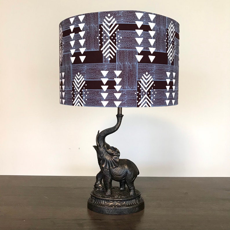handmade lampshade handmade boho home decor cylindrical lampshade mudcloth print lampshade Large African print drum lampshade