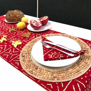 African print table runner, Ankara table runner, housewarming gift, mudcloth print, table linen, lined table runner, long table runner