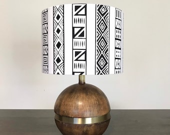 African print drum lampshade, cylindrical lampshade, geometric print lampshade, boho home decor, bedside lamp, handmade