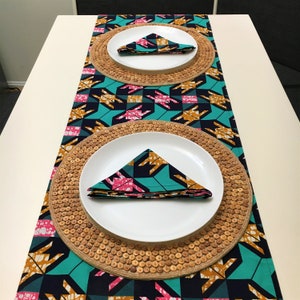 African print table runner, Ankara table runner, housewarming gift, kitchen and dining, table linen, lined table runner, Plaid table runner