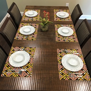 Ankara placemats, African print placemats, geometric print placemats, reversible placemats, table linen, housewarming gift