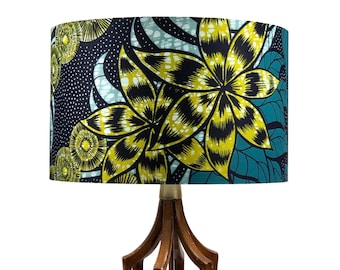 Large African print drum lampshade, cylindrical lampshade, Floral print lampshade, boho home decor, handmade lampshade