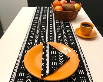 African print table runner, Ankara table runner, housewarming gift, mudcloth print , table linen, lined table runner, long table runner