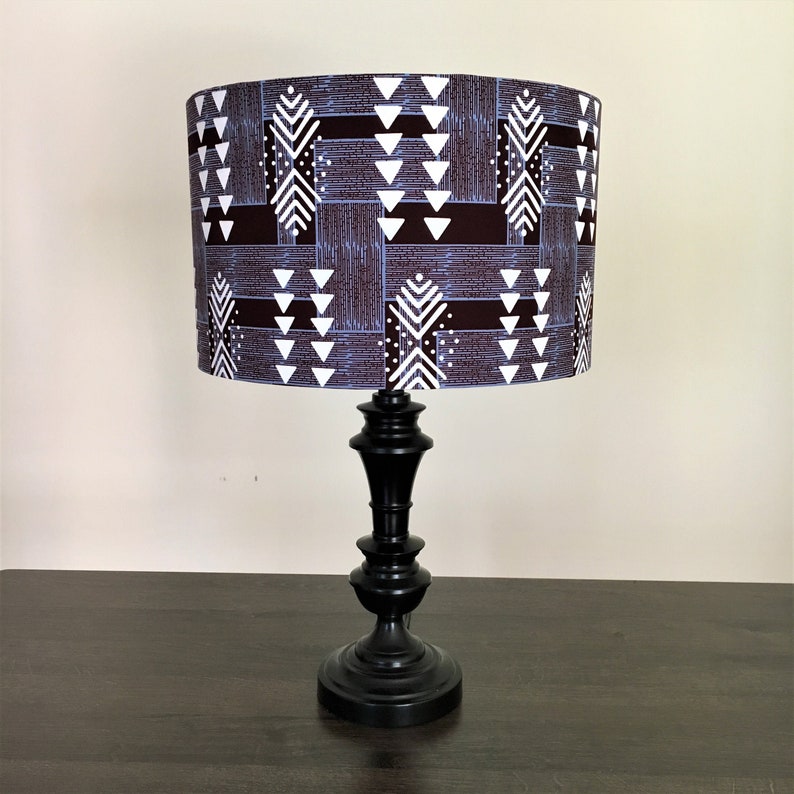 handmade lampshade handmade boho home decor cylindrical lampshade mudcloth print lampshade Large African print drum lampshade